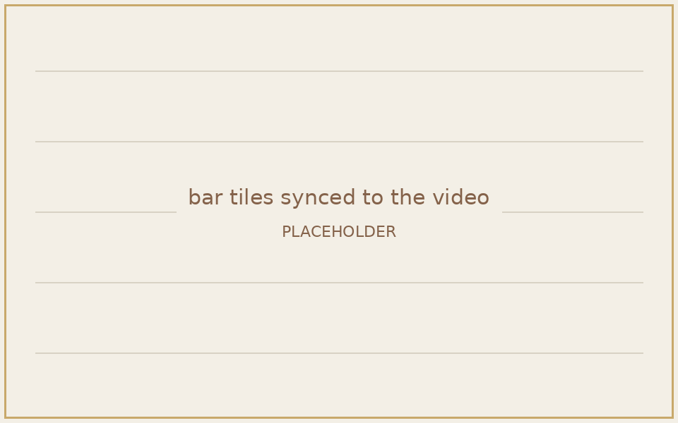 Every page sliced into bar tiles, each one synced to the recording